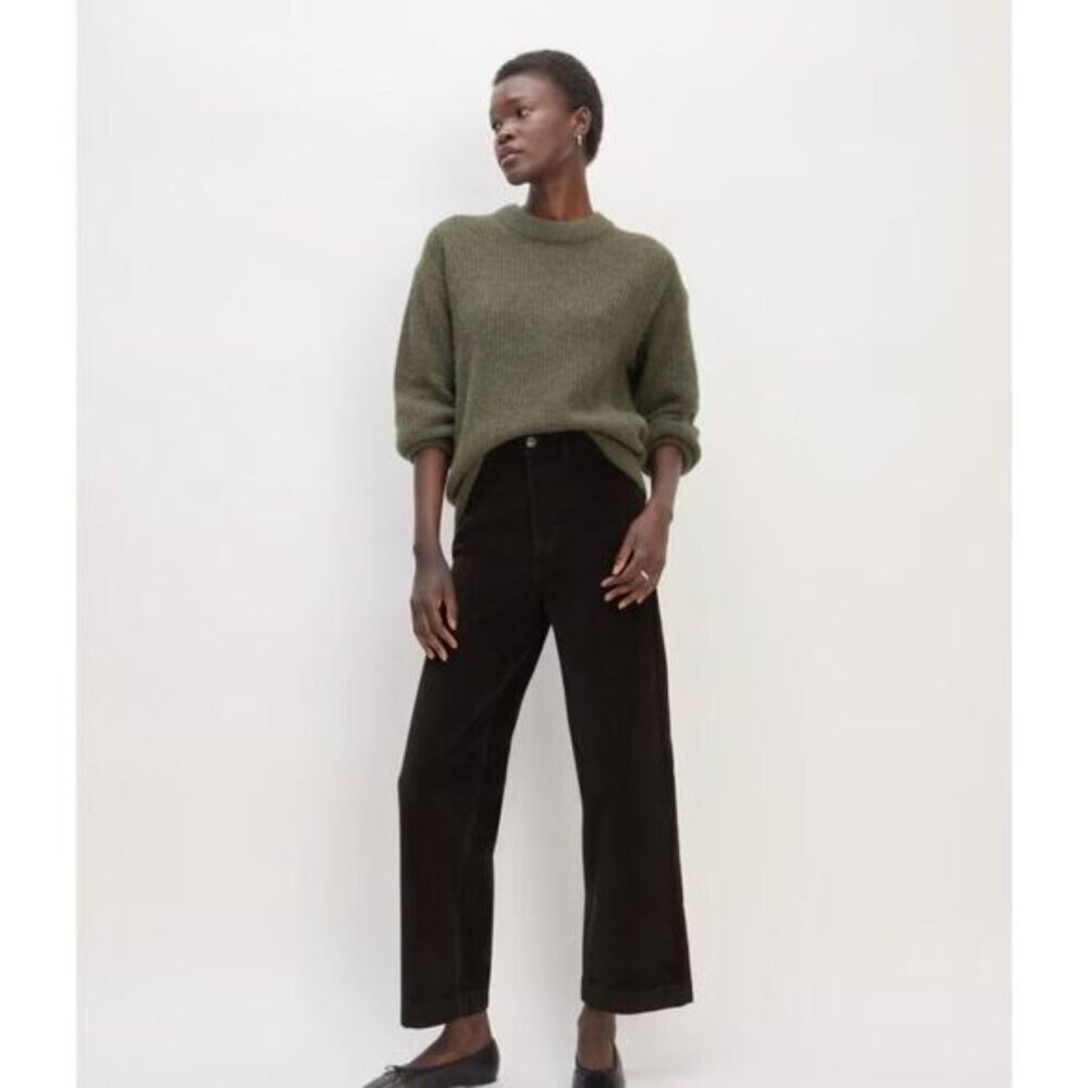 NWT Everlane The Corduroy Wide-Leg Pant In Black Size 4R